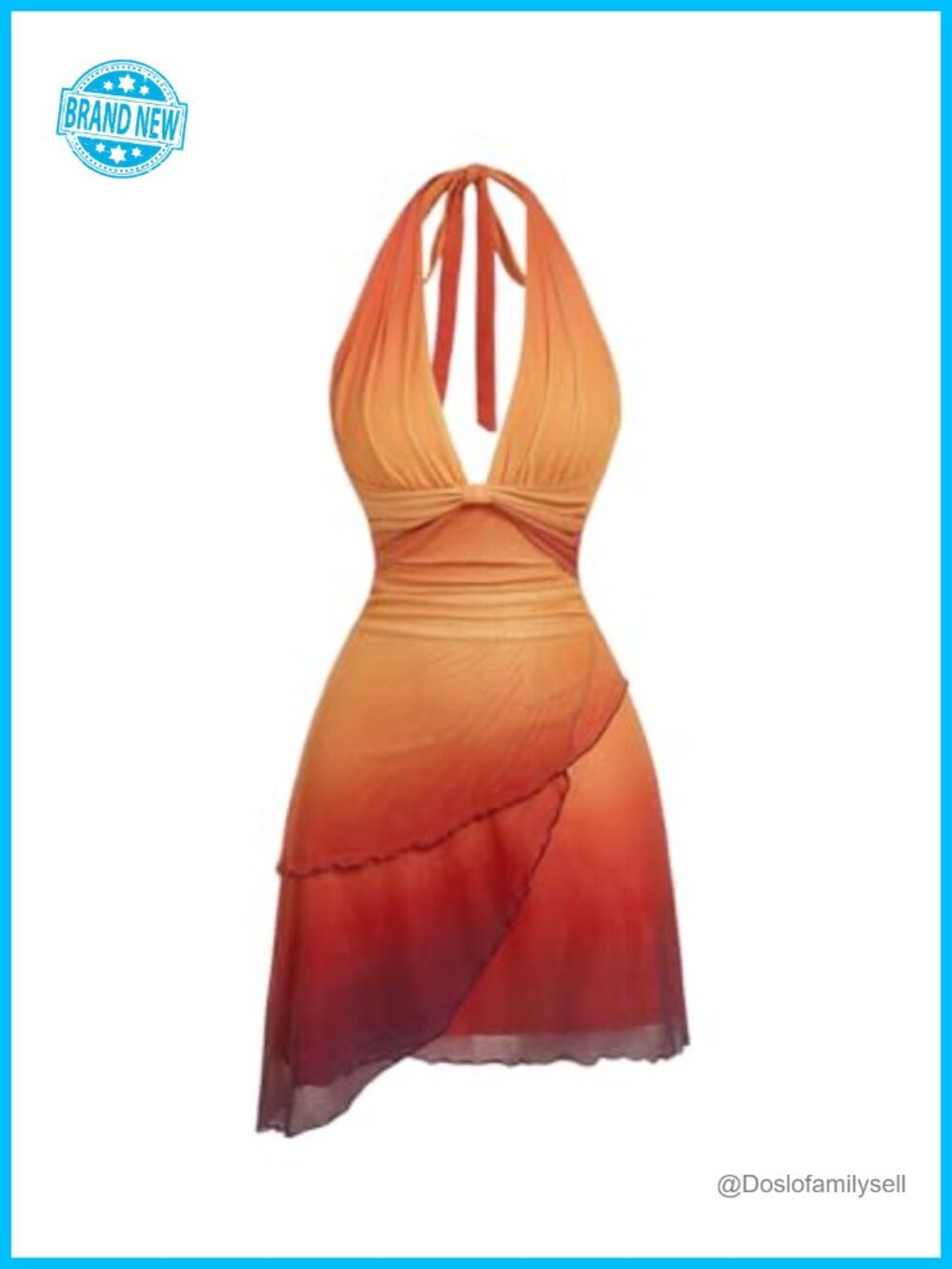 SOLY HUX Women's Halter Mini Dress Ombre Fit Flare Beach Summer